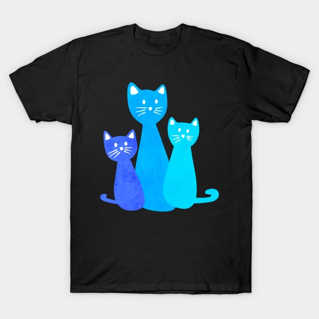 Blue Cats T-Shirt by Kelly Louise Art